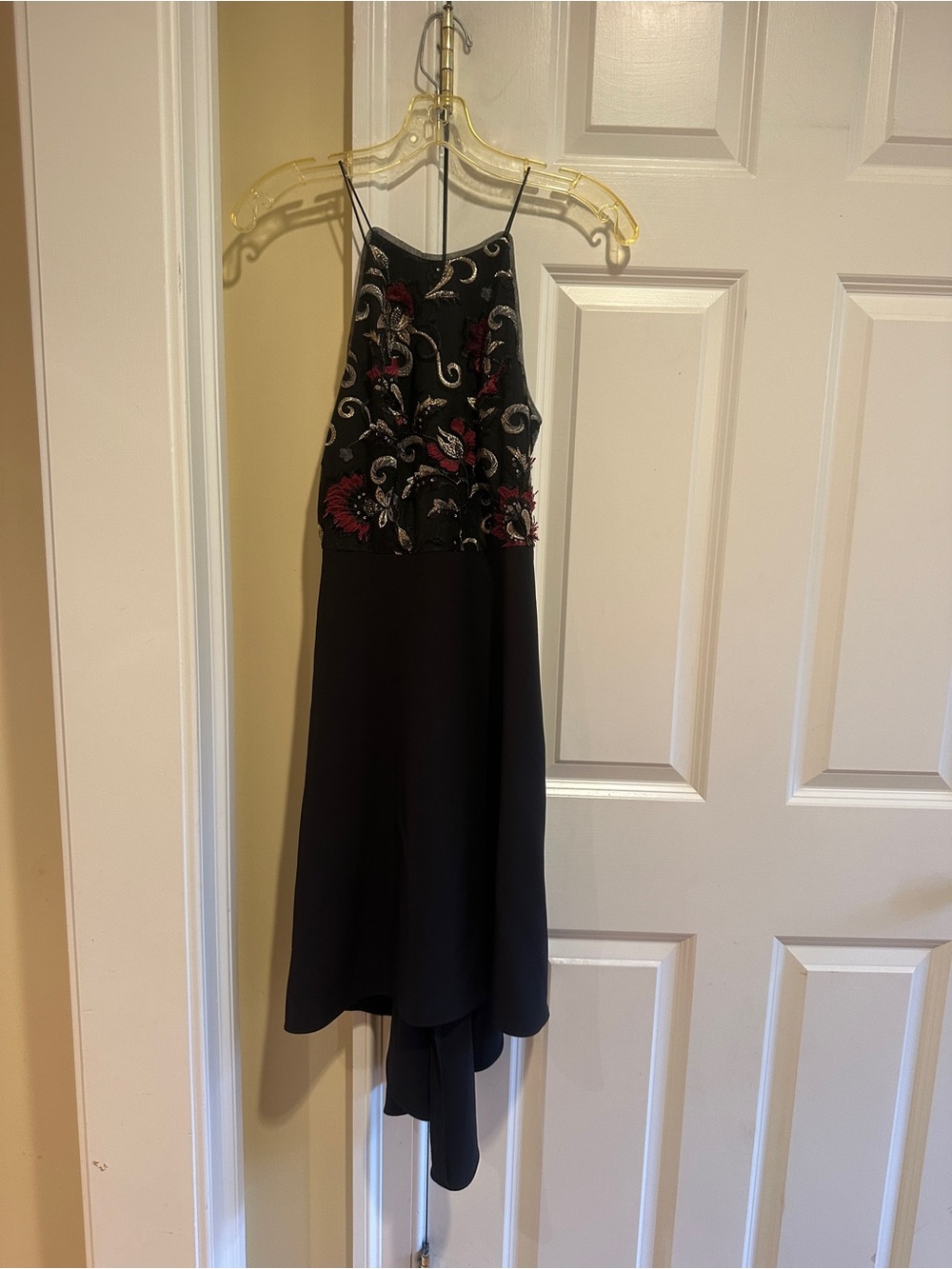 Aidan Mattox Size 0 Black Embroidered Sequin High Low Formal Dress